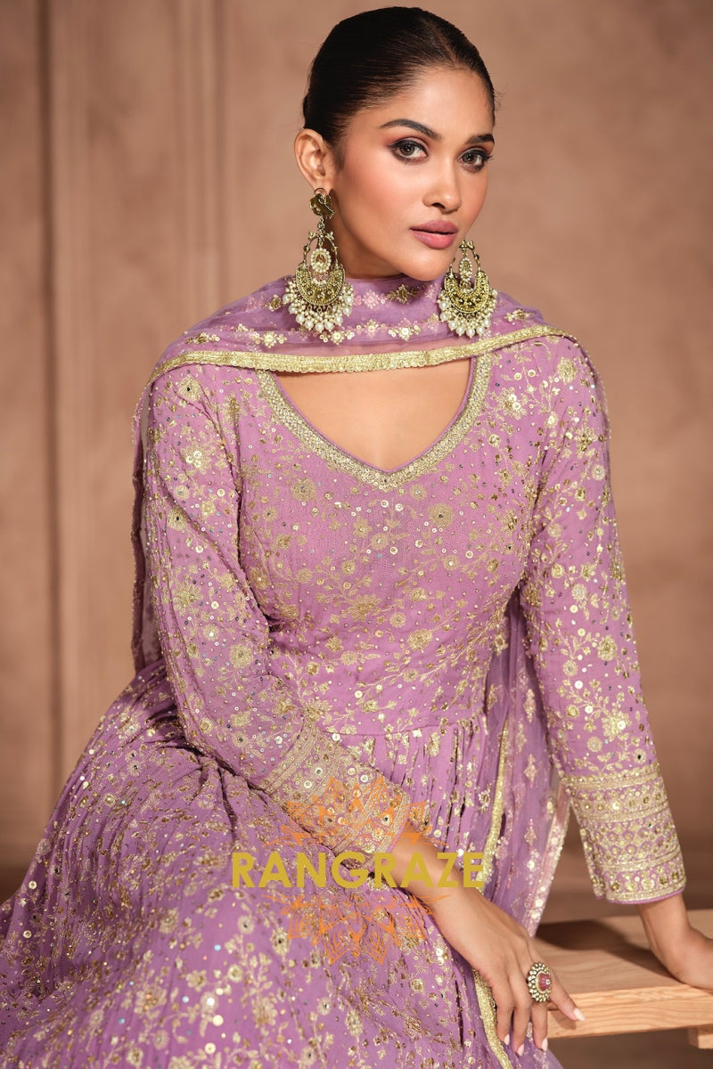 Luxe Gradient Purple Anarkali Ensemble