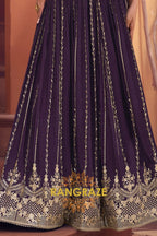 Deep Plum Embroidered Lehenga Set