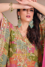Vibrant Floral Printed Kaftan Suit Set