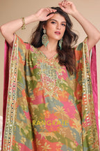 Vibrant Floral Printed Kaftan Suit Set