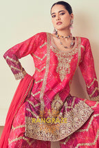 Stunning Pink and Purple Sarara Style Suit Set