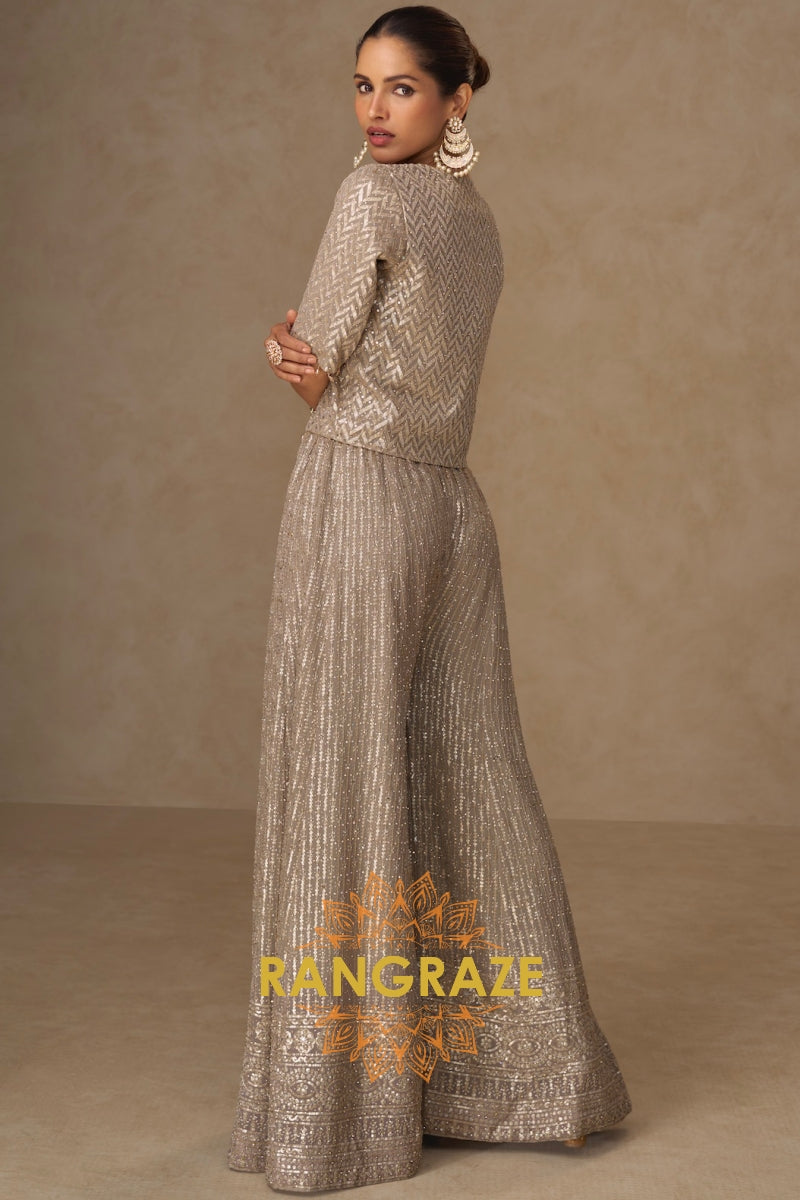 RangRaze Ziya-E-Zar Premium Georgette Embroidered Palazzo Suit Set