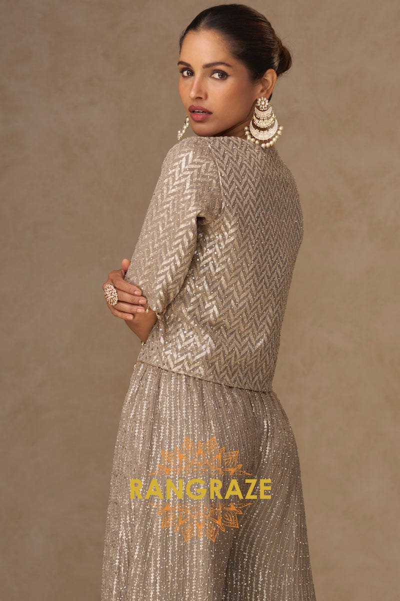 RangRaze Ziya-E-Zar Premium Georgette Embroidered Palazzo Suit Set