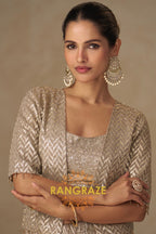 RangRaze Ziya-E-Zar Premium Georgette Embroidered Palazzo Suit Set