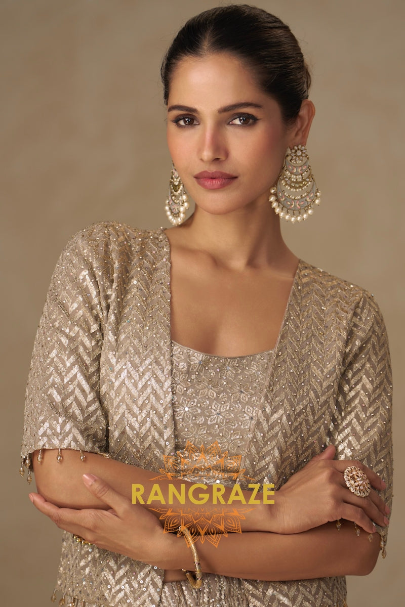 RangRaze Ziya-E-Zar Premium Georgette Embroidered Palazzo Suit Set