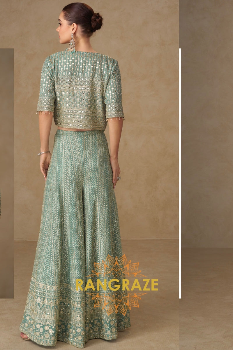 RangRaze Noor-E-Sahil Premium Georgette Embroidered Palazzo Suit Set