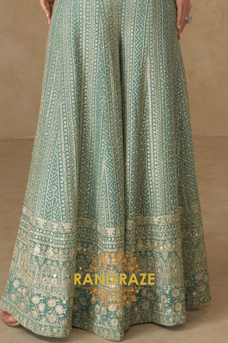 RangRaze Noor-E-Sahil Premium Georgette Embroidered Palazzo Suit Set