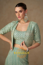 RangRaze Noor-E-Sahil Premium Georgette Embroidered Palazzo Suit Set