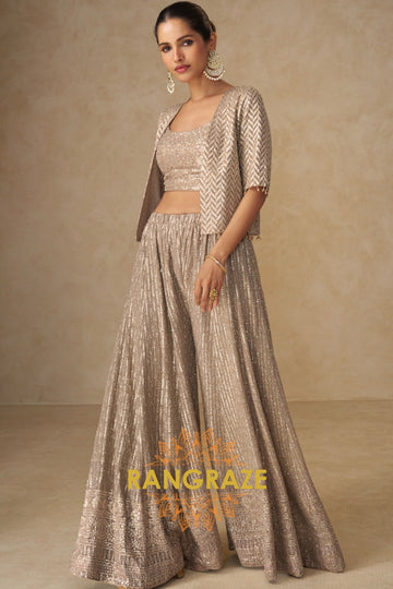 RangRaze Ziya-E-Zar Premium Georgette Embroidered Palazzo Suit Set