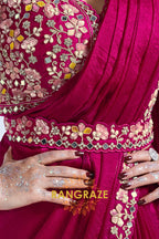 Crimson Radiance: Ready-to-Wear Designer Embellished Saree