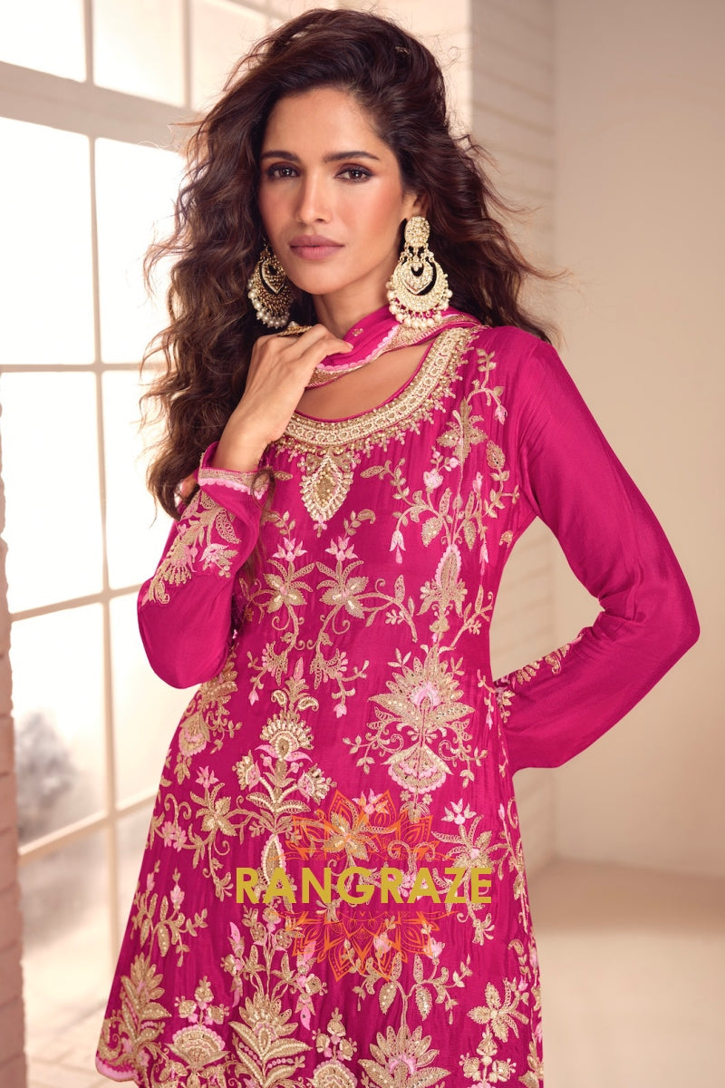 RangRaze Gul-E-Rang Premium Chinon Embroidered Sharara Suit Set