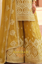 RangRaze Sunehri Heritage Premium Silk Sharara Suit Set