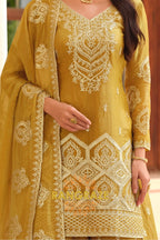 RangRaze Sunehri Heritage Premium Silk Sharara Suit Set