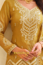 RangRaze Sunehri Heritage Premium Silk Sharara Suit Set