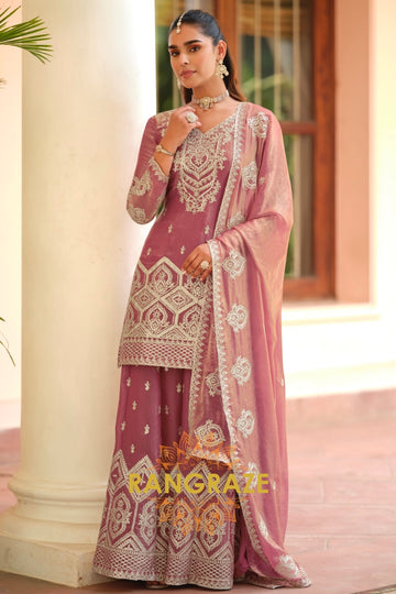 RangRaze Rosewood Noor Premium Silk Sharara Suit Set