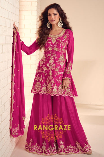 RangRaze Gul-E-Rang Premium Chinon Embroidered Sharara Suit Set