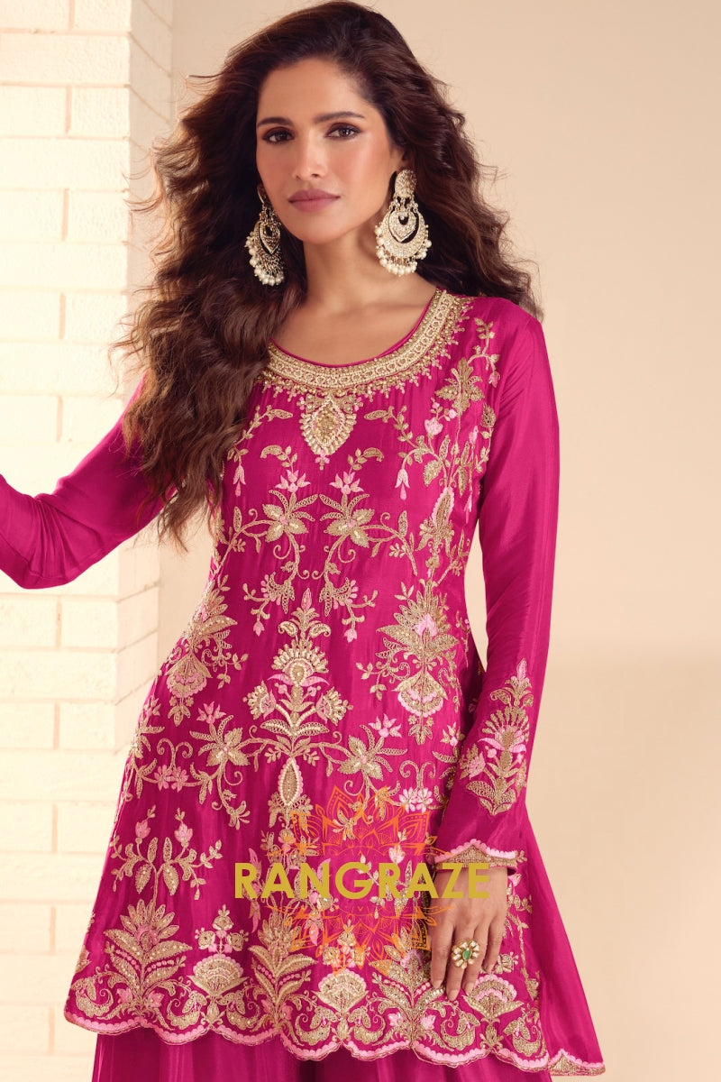 RangRaze Gul-E-Rang Premium Chinon Embroidered Sharara Suit Set