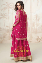 Radiant Rani Pink Embroidered Silk Skirt Suit Set