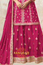Radiant Rani Pink Embroidered Silk Skirt Suit Set