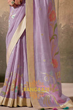 Lavender Harmony: Designer Silk Saree