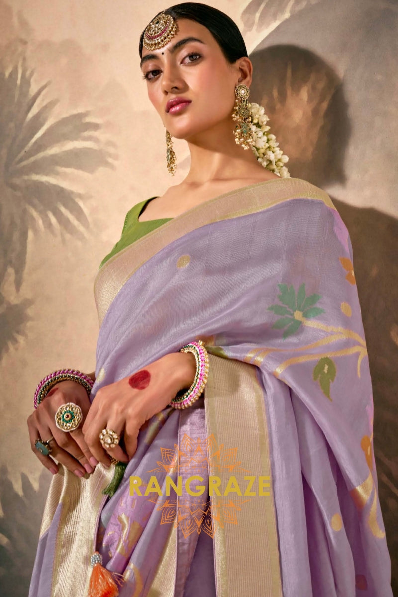 Lavender Harmony: Designer Silk Saree