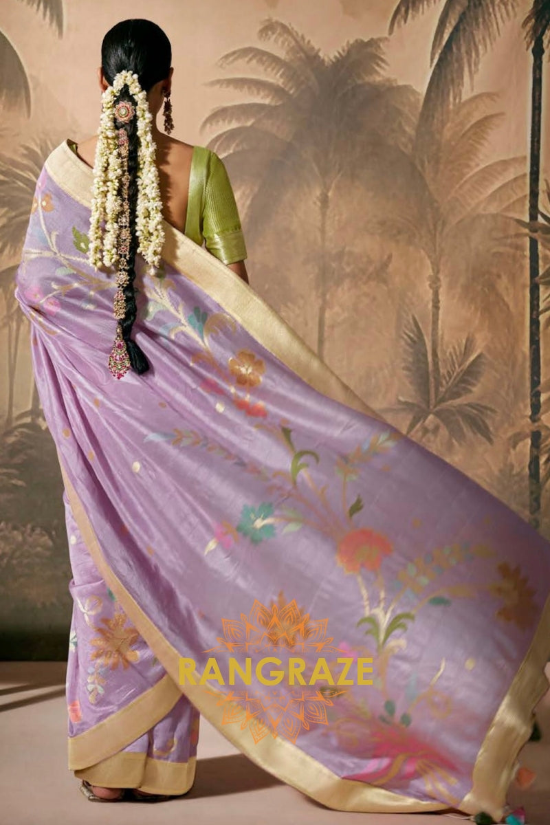 Lavender Harmony: Designer Silk Saree