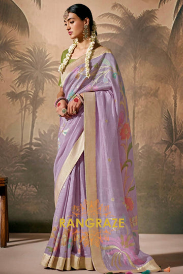 Lavender Harmony: Designer Silk Saree