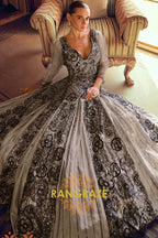 Noir Bloom Premium Georgette Embroidered Suit Gown
