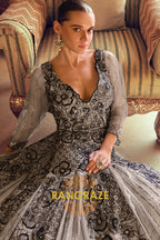 Noir Bloom Premium Georgette Embroidered Suit Gown