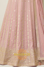 Blush Pink Sequined Georgette Anarkali Gown Suit Set