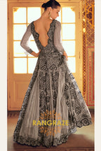 Noir Bloom Premium Georgette Embroidered Suit Gown