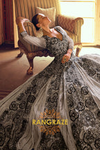 Noir Bloom Premium Georgette Embroidered Suit Gown