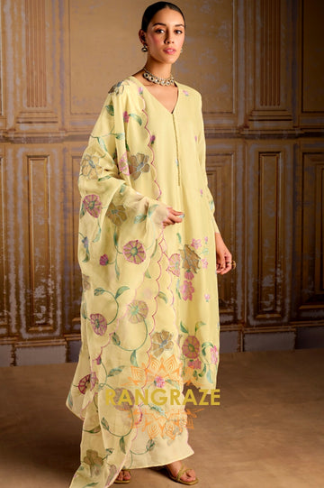 Golden Radiance Designer Silk Suit Set