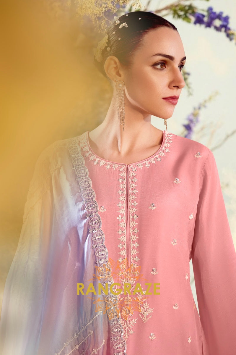 Blush Radiance Designer Modal Silk  Suit Set