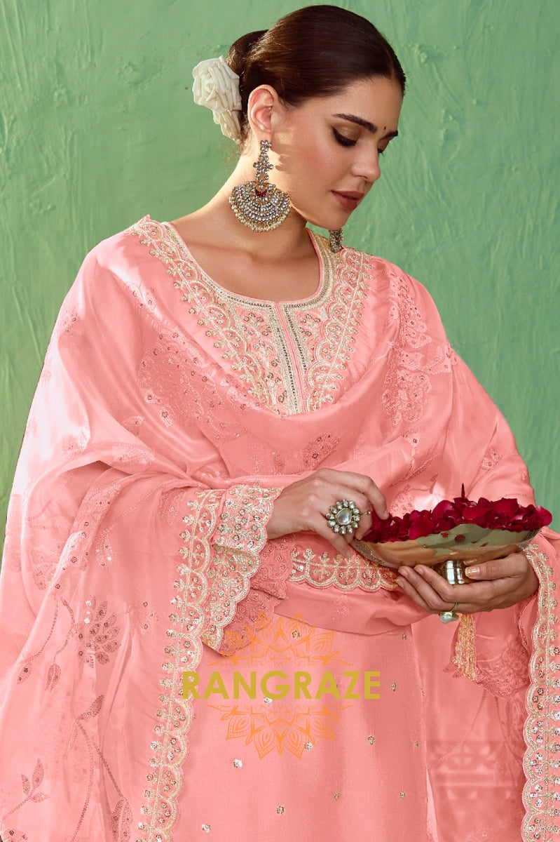 Blush Pink Bamber Silk Suit Set