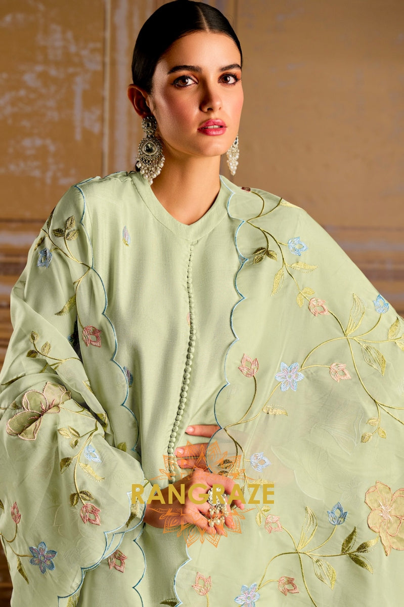 Emerald Essence Designer Silk Suit Set