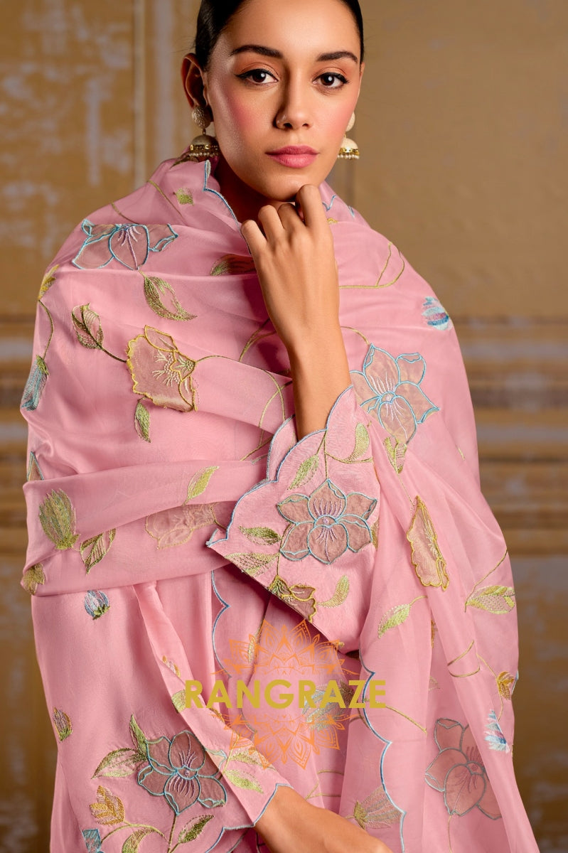 Blush Rose Designer Silk Suit Set