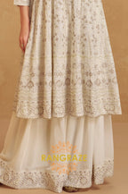 Ivory Serenity Embroidered Palazzo Suit Set