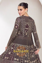 Wine Regal Embroidered Indo-Western Palazzo Suit Set