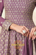 Royal Mauve Charm Embroidered Palazzo Suit Set