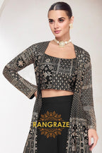 Noir Mosaic Indo-Western Shrug Palazzo Suit Set