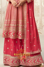 Crimson Bloom Red Embroidered Palazzo Suit Set