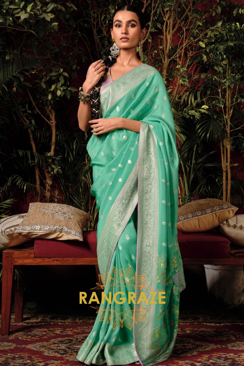 Enchanted Oasis: Designer Zari Woven Silk Saree