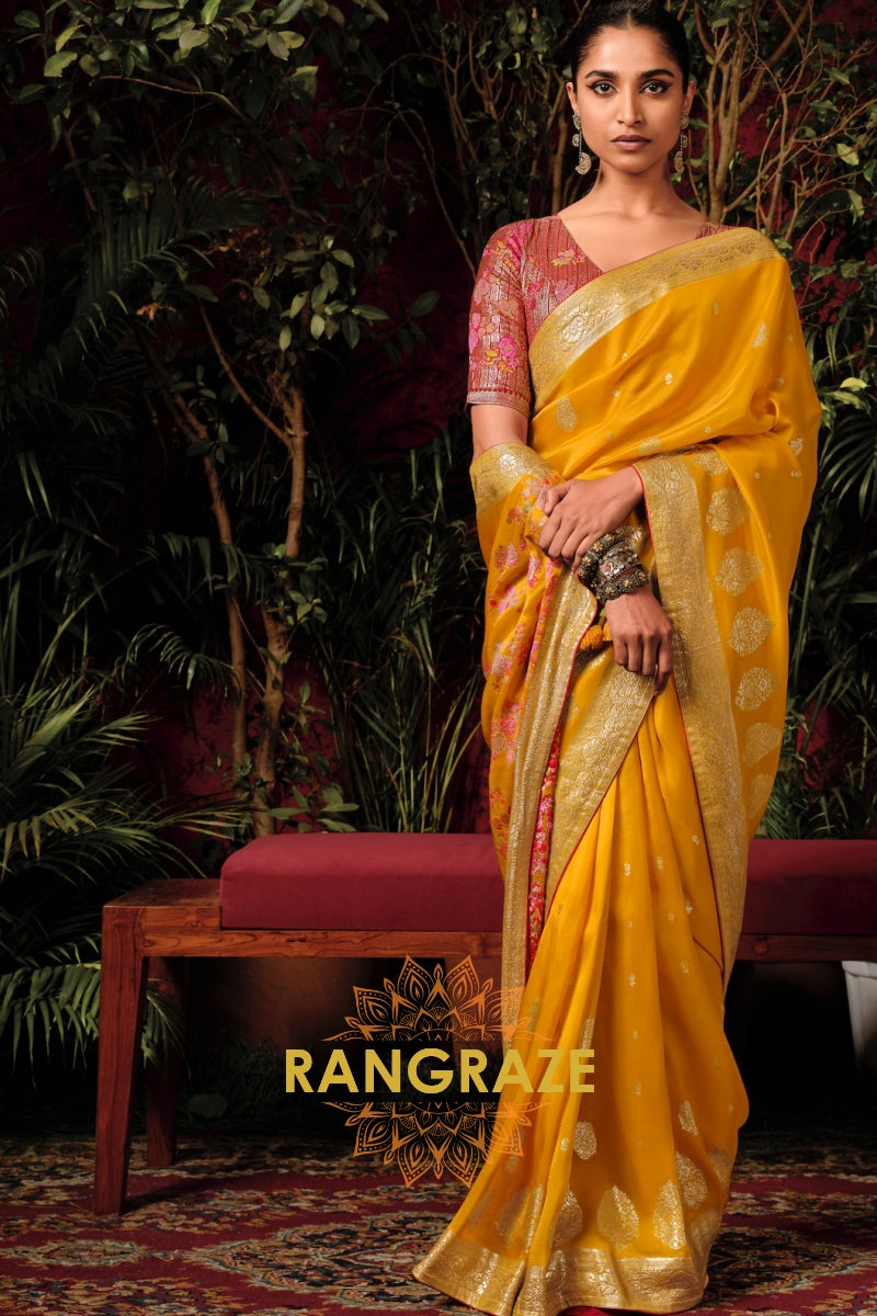 Golden Sundrop: Designer Zari Woven Silk Saree