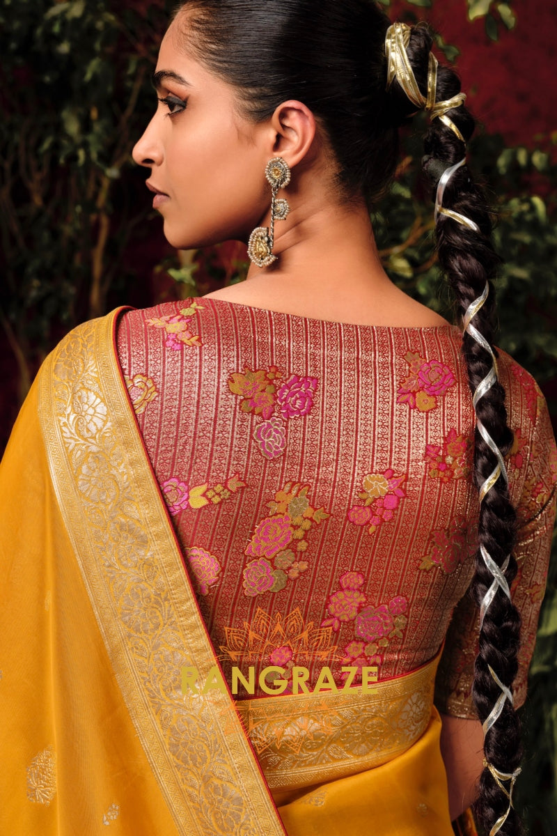 Golden Sundrop: Designer Zari Woven Silk Saree