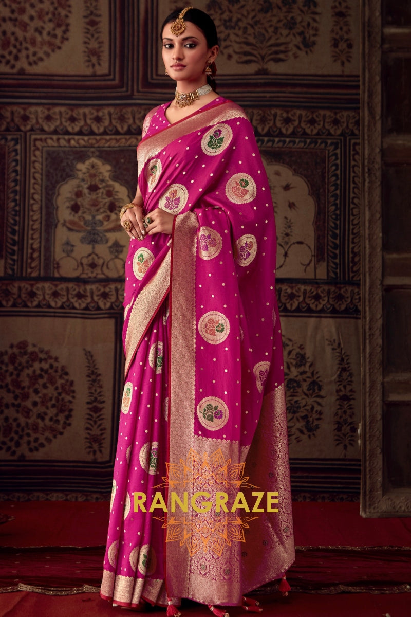 Magenta Royale: Banarasi Silk Zari Woven Saree