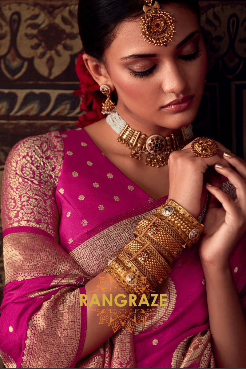 Magenta Royale: Banarasi Silk Zari Woven Saree