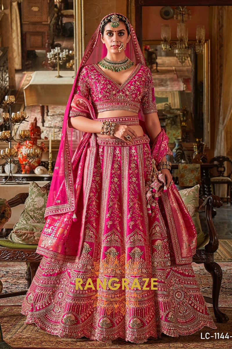 Ruhani Meher Double-Dupatta Bridal Silk Lehenga – The Grace of Radiant Rani
