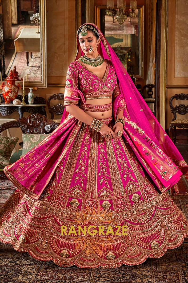 Ruhani Meher Double-Dupatta Bridal Silk Lehenga – The Grace of Radiant Rani
