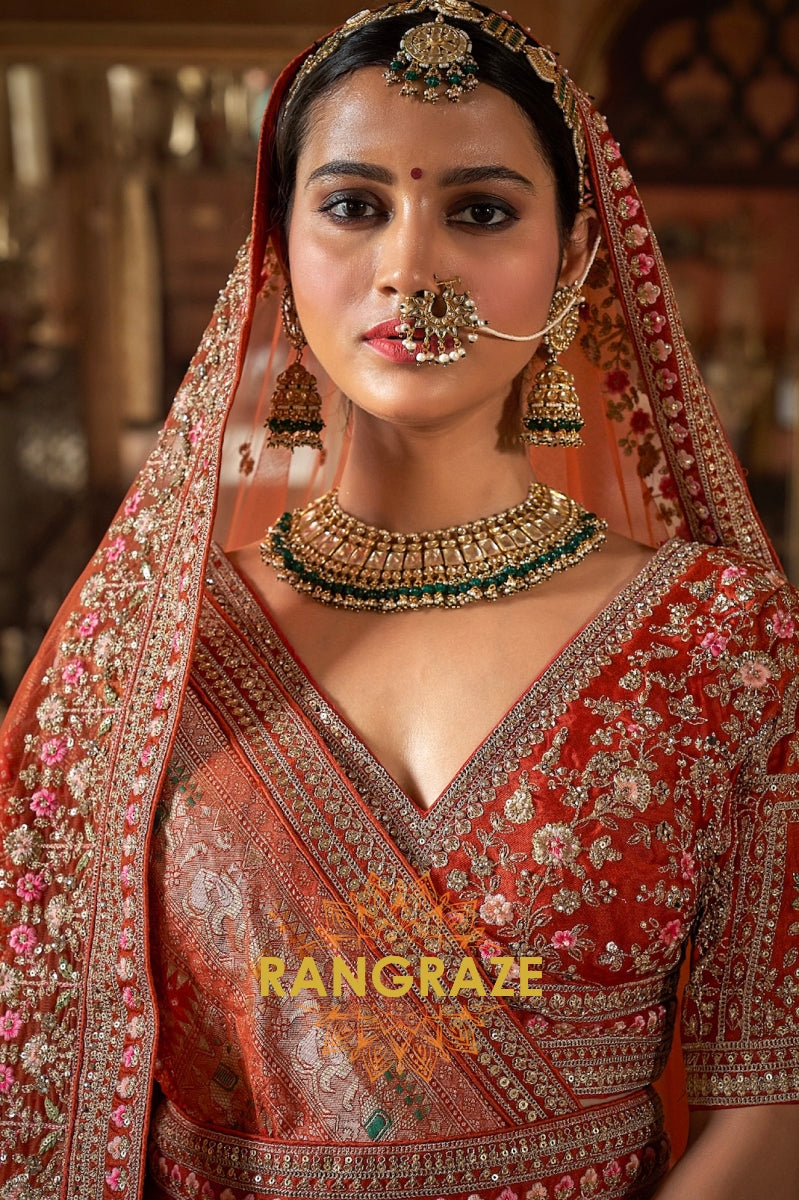 Ruhani Aafreen Double-Dupatta Bridal Silk Lehenga – The Flame of Eternal Devotion